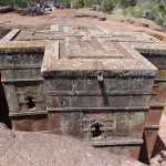 Bet Giyorgis rock-hewn church at Lalibela, Ethiopia, viewed from above