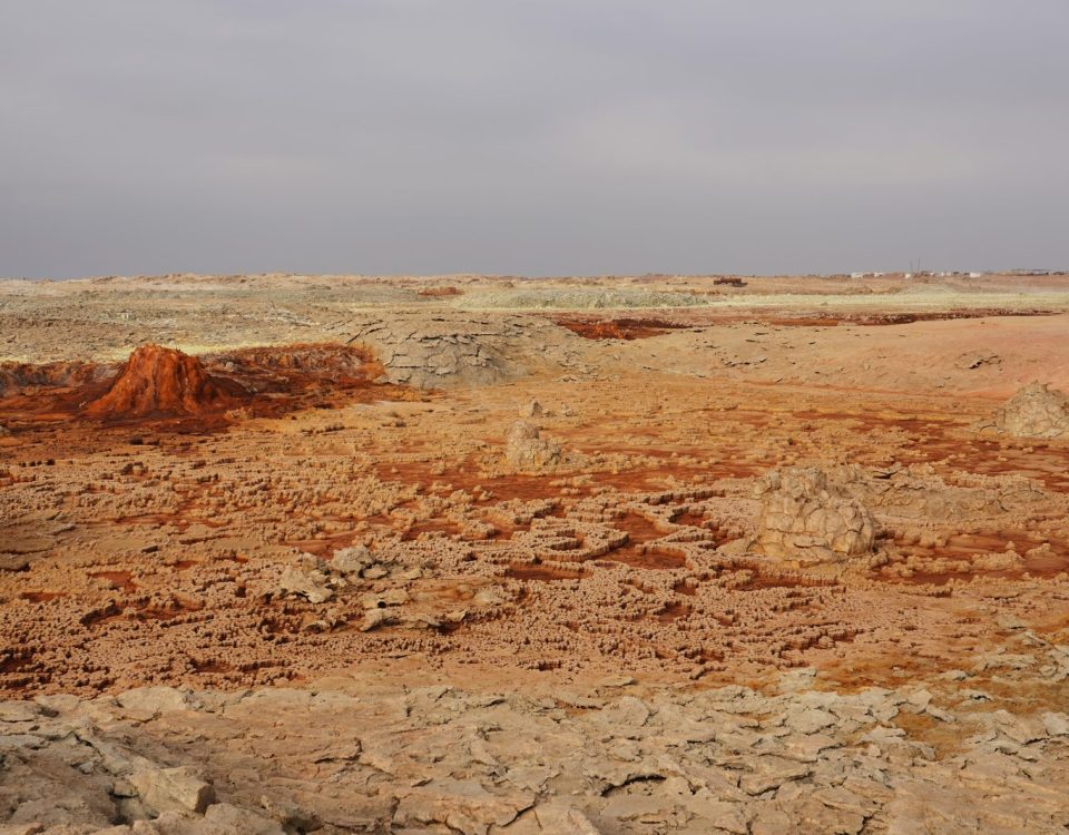 Colorful sulfur formations at Dallol in the Danakil Depression, Ethiopia