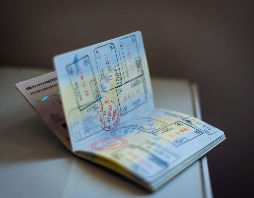 Passport with visa stamps for East Africa travel