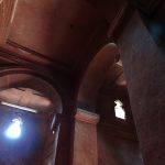 Interior arches carved from rock inside a Lalibela church, Ethiopia