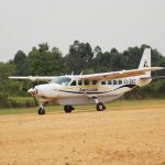 Small domestic aircraft on an airstrip in Uganda